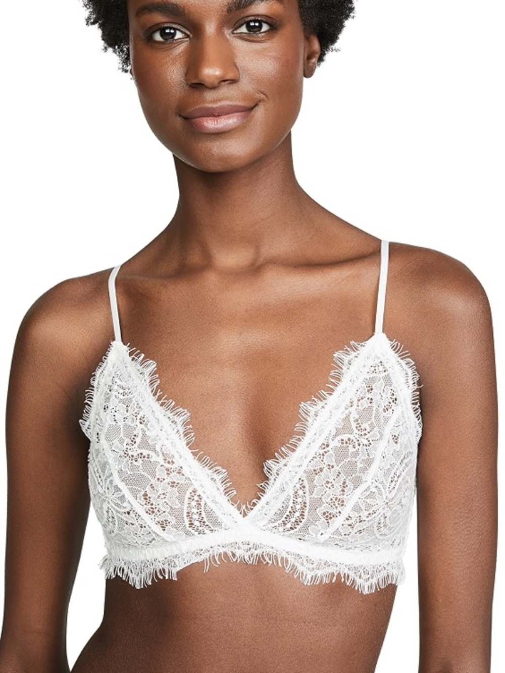 ANINE BING Lace Bra With Trim White Size M
